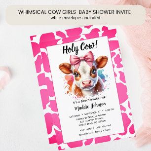 Whimsical Pink Cow Farm Thema Kinderdusche Einladung