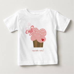 Whimsical Pink Cupcake Butterfly Girl Geburtstag Baby T-shirt