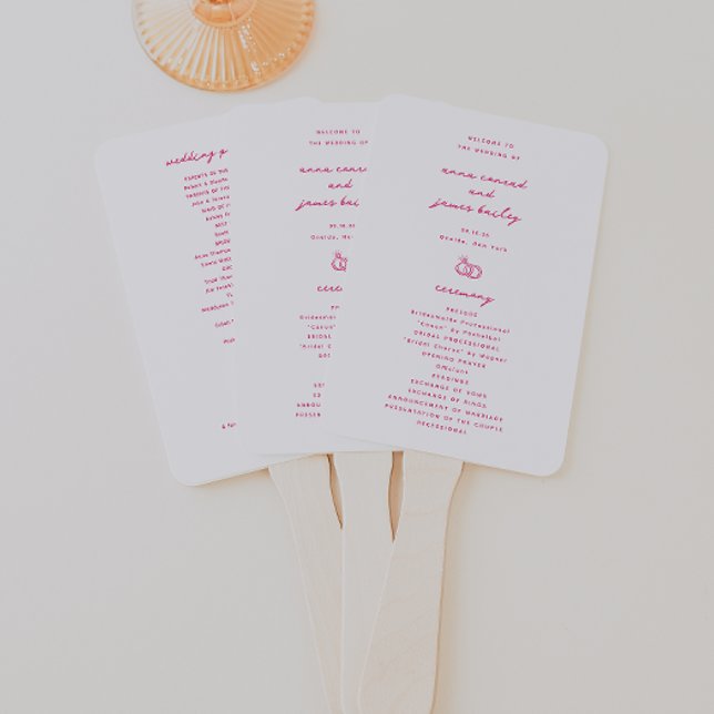 Whimsical Pink Doodle Wedding Program Fächer (Von Creator hochgeladen)