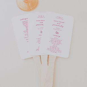 Whimsical Pink Doodle Wedding Program Fächer
