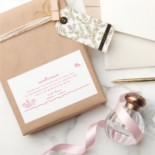 Whimsical Pink Doodle Wedding Welcome Bag Rechteckiger Aufkleber