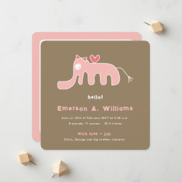 Whimsical Pink Elephant Liebe Baby Girl Foto Gebur Ankündigung