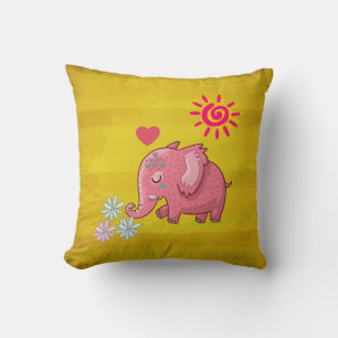 Whimsical Pink Elephant riecht einige Milchsorten Kissen