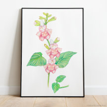 Whimsical Pink Fantasy Blume Buds Watercolor