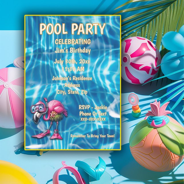 whimsical pink flamingo Birthday Einladung (Von Creator hochgeladen)