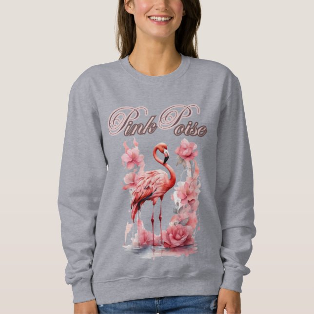 Whimsical Pink Flamingo | Floral Sweatshirt (Vorderseite)