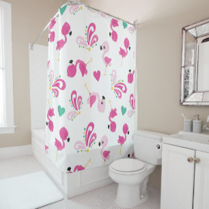 Whimsical Pink Flamingo Muster Duschvorhang