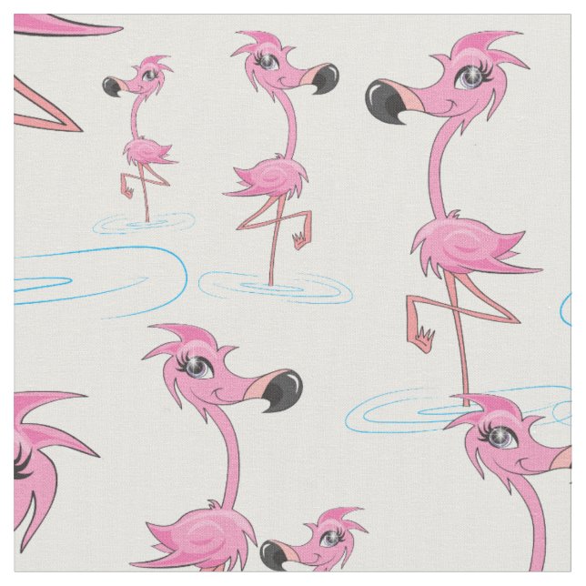 Whimsical Pink Flamingo Muster Stoff (Nahaufnahme)