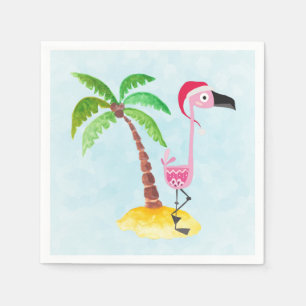 Whimsical Pink Flamingo Tropical Weihnachten Serviette