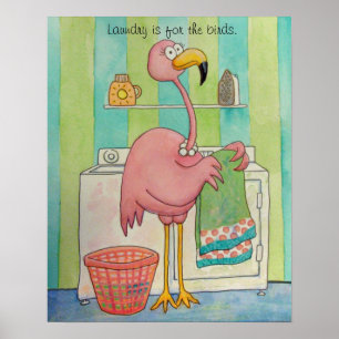 Whimsical Pink Flamingo tut Wäsche Niedlich Poster