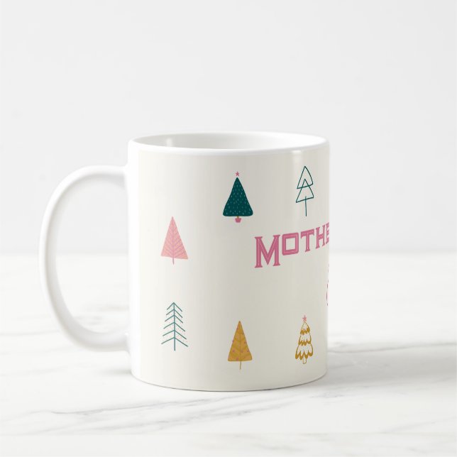 Whimsical Pink & Green Christmas Tree Baby Shower Kaffeetasse (Links)