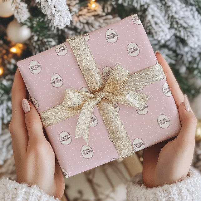 Whimsical Pink Hand Gezeichnet Frohe Weihnachten Geschenkpapier (Whimsical Pink Snowflakes Hand-Drawn Rustic Frames Merry Christmas Wrapping Paper.)