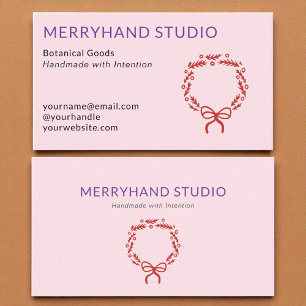Whimsical Pink Hand gezeichnete Kleider Weihnachte Visitenkarte