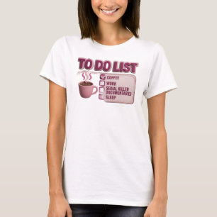 Whimsical Pink KAFFEE ARBEIT TRUE CRIME Art Design T-Shirt