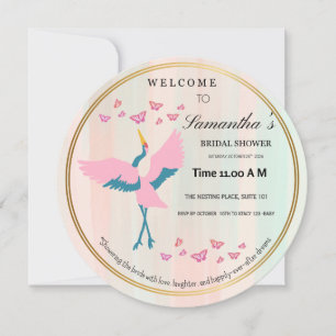 Whimsical Pink Kranich Brautparty-Einladung Co Einladung
