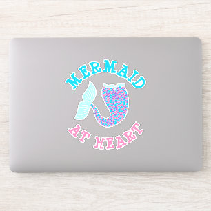 Whimsical Pink Lila Blue Mermaid im Schwanz Heart Aufkleber