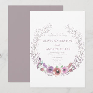 Whimsical Pink Mauve Kranz Hochzeits Einladun Einladung