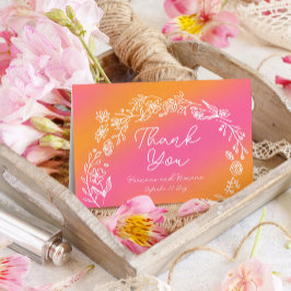 Whimsical Pink Orange Blume Handgezeichnet Dankeskarte