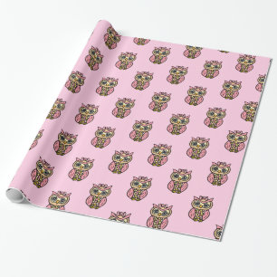 Whimsical Pink Owls Geschenkpapier