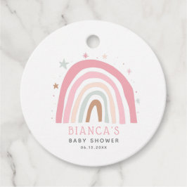 Whimsical Pink Pastel Rainbow Baby Dusche Geschenkanhänger