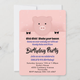 Whimsical Pink Pig Geburtstagsparty Einladung