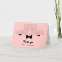 Whimsical Pink Pig in einer Bow-Krawatte Danke