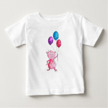 Whimsical Pink Pig mit Balloons