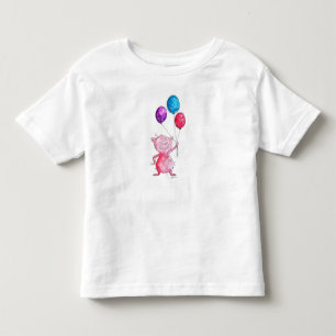 Whimsical Pink Pig mit Balloons Kleinkind T-shirt