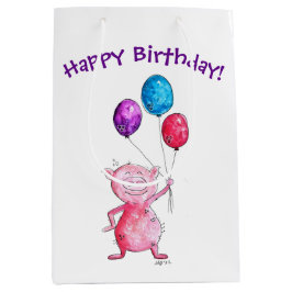 Whimsical Pink Pig mit Balloons Mittlere Geschenktüte
