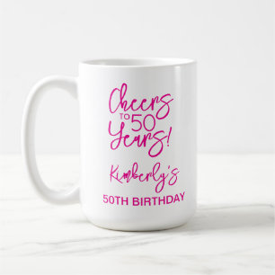Whimsical Pink Prost auf 50 Jahre Geburtstag Klass Kaffeetasse