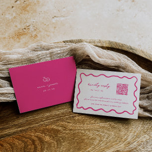 Whimsical Pink QR Code Hochzeit RSVP Karte