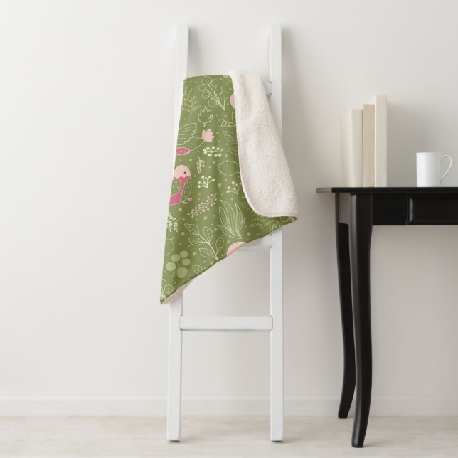 Whimsical Pink Robin & Gartenlaubwerk Sherpadecke (Beispiel)