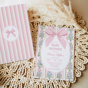 Whimsical Pink Schleifen-Baby-Party Einladung