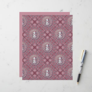 Whimsical Pink Snowman Mandala Geo Tile Scrapbook