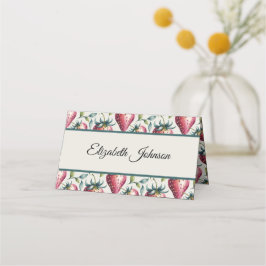 Whimsical Pink Strawberry Summer Guest Name Platzkarte