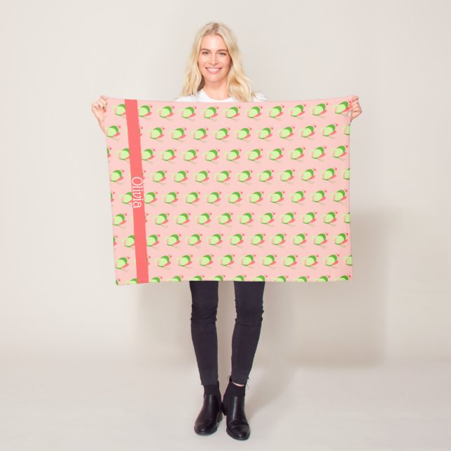 Whimsical Pink und Green Butterfells Personalisier Fleecedecke (Beispiel)