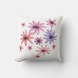 Whimsical Pink und Purple Blumen Kissen