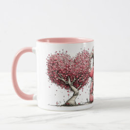 Whimsical Pink Watercolor Ink Gnome Illustration Tasse