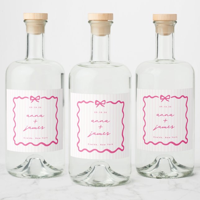 Whimsical Pink Wedding Alkoholflaschenetikett (Flaschen)