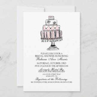 Whimsical Pink Wedding Cake Brautparty Einladung