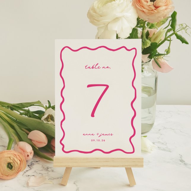 Whimsical Pink Wedding Tischnummer Card (Von Creator hochgeladen)