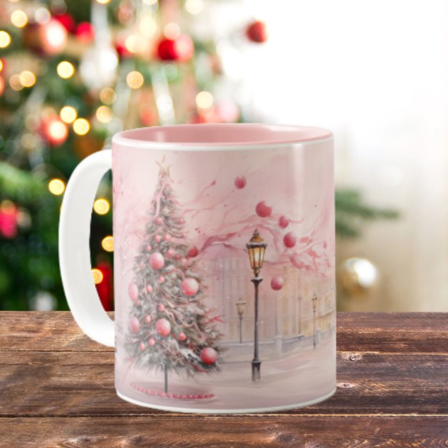 Whimsical Pink Weihnachtsbaum Balloons Zweifarbige Tasse (Von Creator hochgeladen)