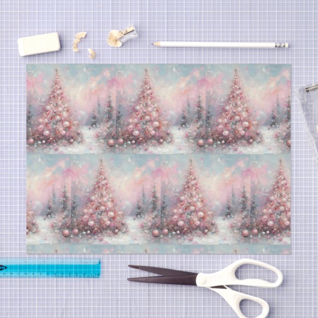 Whimsical Pink Weihnachtsbaum geteert Decoupage Seidenpapier (Handwerk)