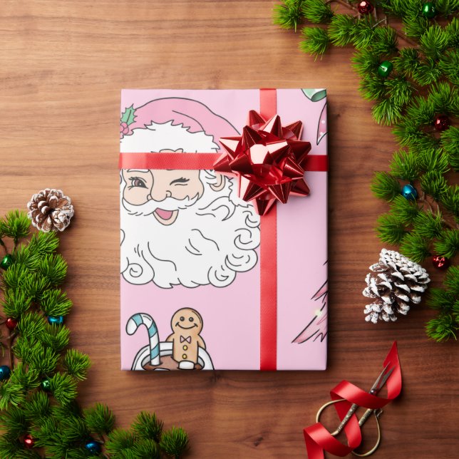Whimsical Pink Weihnachtsmuster mit dem Weihnachts Geschenkpapier (Feiertagsgeschenk)