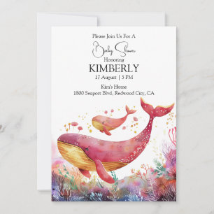 Whimsical Pink Whales Unterwasser Einladung