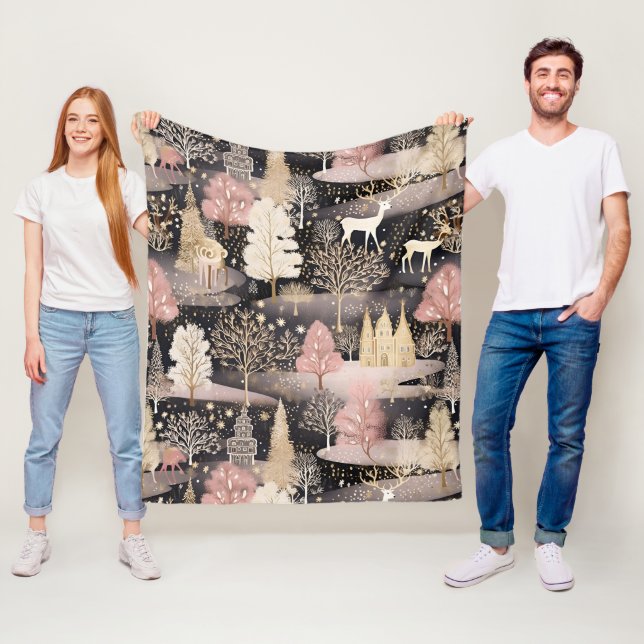 Whimsical Pink Winter Landscape (6) Fleecedecke (Beispiel)