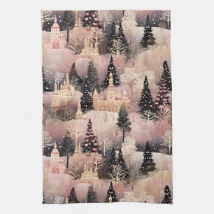 Whimsical Pink Winterlandschaft (2) Geschirrtuch