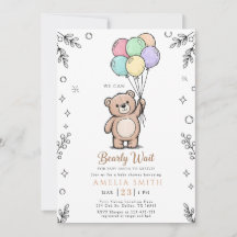 Whimsical Pink Yellow Teddy bear baby shower
