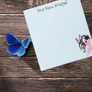 Whimsical Pinke Fee Blaue Fantasie Musik Notizbloc Notizblock