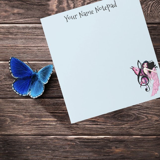 Whimsical Pinke Fee Blaue Fantasie Musik Notizbloc Notizblock (Von Creator hochgeladen)